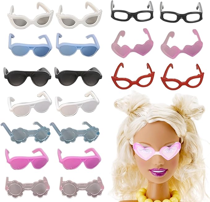 20 Pairs Doll Glasses Plastic Doll Sunglasses with 10 Styles Classic Retro Tiny Sunglasses Eyewear Mini Sunglasses for Crafts Dolls Pets Costume Cosplay Photo Props.