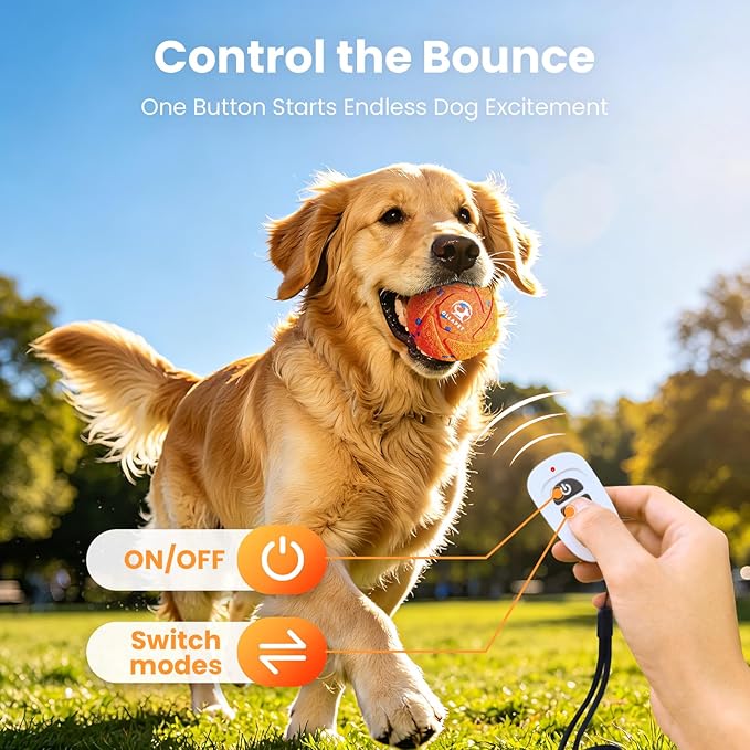 Smart Interactive Dog Ball Toys - Auto Bouncing & Rolling, Chew-Resistant E-TPU Material, 3 Interactive Modes, IPX7 Waterproof, Smart Chase Pet Toy Ball for Medium and Large Dogs - Orange