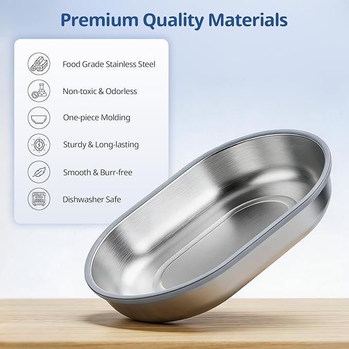 2-Pack Stainless Steel Cat Bowls + 1 Feeding Mat, Specially Designed for Automatic Microchip cat feeders Upgraded Rubber Sealing Ring Design, Durable, Safe for Hands and Pets During Cleaning