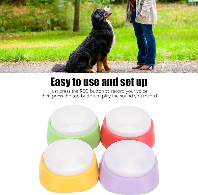 Dog Buttons Talk, Dog Talking Buttons Dog Communication Pet Training Press Buzzer 4 Pcs Voice Recording for Pet Interactive Training