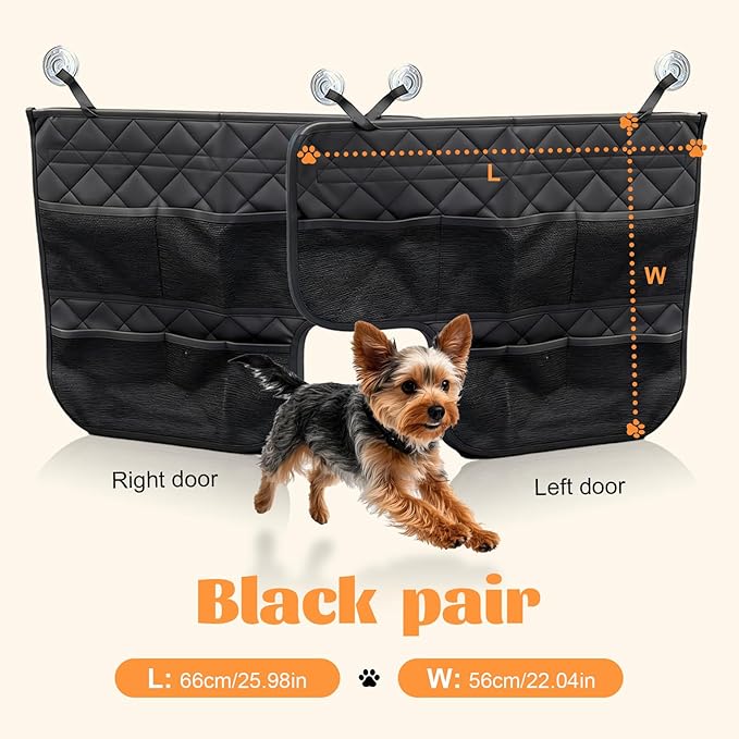 Wokyo 2 Pack Dog Car Door Protector, 25.98" x 22.04" Black 3-Layer Quilted Design Anti-Scratch Waterproof Pet Vehicle Door Covers Heavy Duty Scratch Guard for Interior Protection