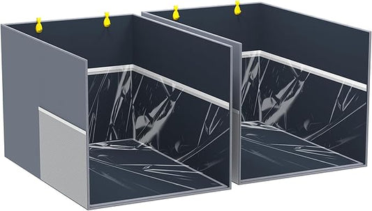 2PCS Cat Litter Box Enclosure Splash Guard, All-in-One Large Waterproof Gray Foldable Pet Litter Box Shield