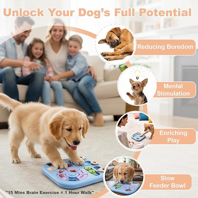 Dog Puzzle Toys for Small & Medium Dogs, Treat Puzzle Feeder Toys for Dog Mental Stimulation, Interactive Cognitive Dog Toys，Advanced Levels Treat Feeder Dispensers for IQ Training to Keep Them Busy