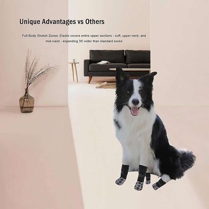 ‌VALFRID Non-Slip Dog Socks with Double Sides Grips, and Durable Dogs Grip Socks,Hardwood Floors Anti-Slip,Dog Booties for Small Medium Large Dogs S