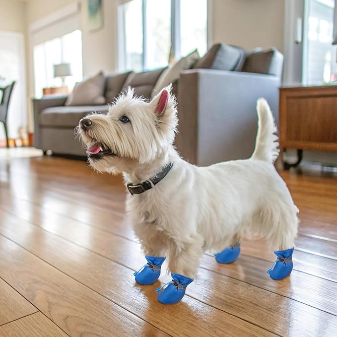 SCENEREAL Dog Shoes for Hot Pavement for Small Medium Dogs Paw Protectors, Summer Heat Boots Resistant Waterproof Soft Outdoor Walking Indoor Hardfloors, Blue Size 3