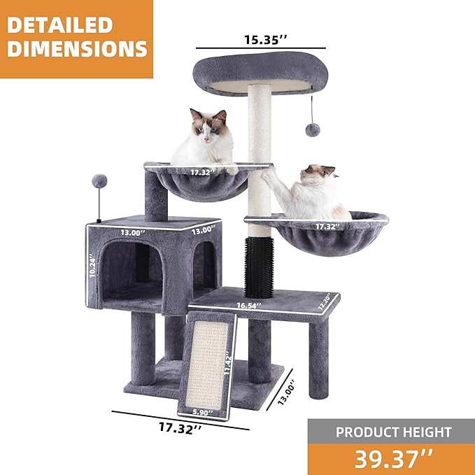 Roypet 32" Cat Tree 0111 (Grey, 39.4'')