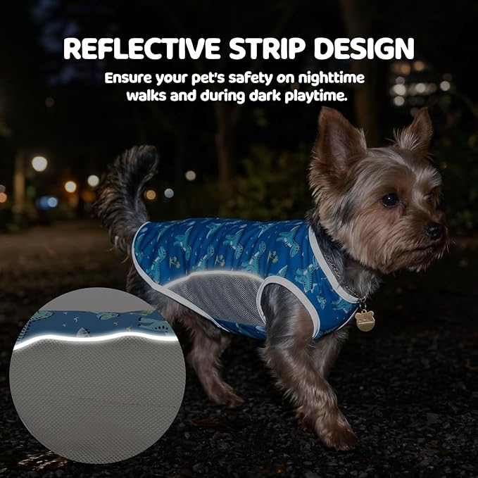 UPF 50+ Sun Protection Dog T-Shirt, 2 Pack Lightweight Sleeveless Dog Vest for Medium Large Dogs Boy – Reflective Strips, Quick-Dry Pet Apparel, Sports Fan Shirt P23ST00507XXXL