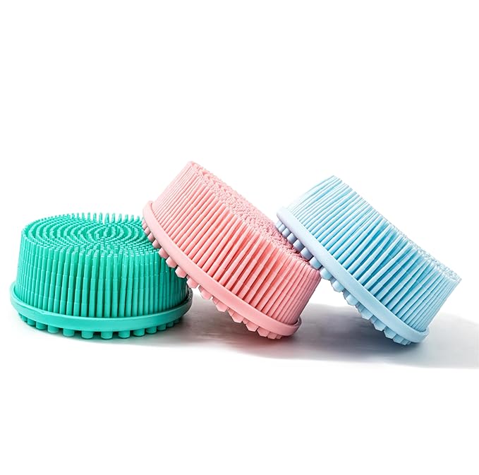 Premium Sensory Brushes for Kids or Autism,Soft Silicone Body Scrubber,2 in 1 Sensory Room Occupational Therapy,Silicone Loofah,Pets Shower Brush Bath Brush Shampoo Brush (3pcs(Big Oval))