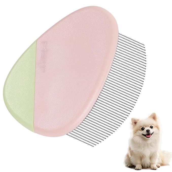 Eye Comb For Small Dogs, Stainless Steel Pet Facial Grooming Comb, Dog Flea Comb, Round-Tip Arc Teeth, Stress-free Tear Stain Remover for Dogs & Cats Fit Yorkie, Shih Tzu, Maltese Maltipoo Pomeranian