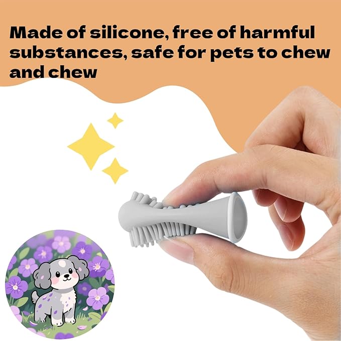 4Pcs Cat & Dog Toothbrush Dual-Head Finger Toothbrush Silicone Dental Brush for Puppy & Kitten Teeth Cleaning