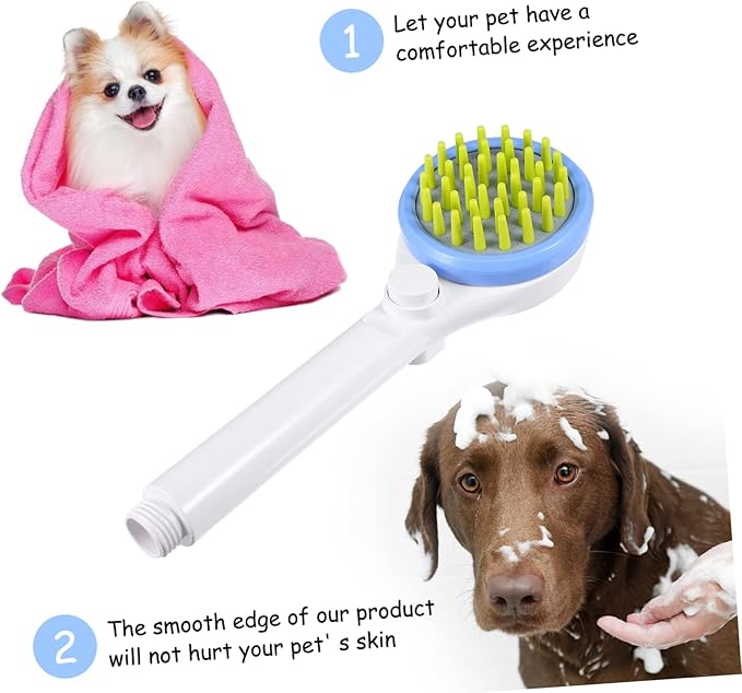 Toddmomy Portable Dog Shower Sprayer with Hose Pet Massage Brush for Puppy Bathing Handheld Combing Shower Head for Efficient Water and Shampoo Saving Suitable for All Dog