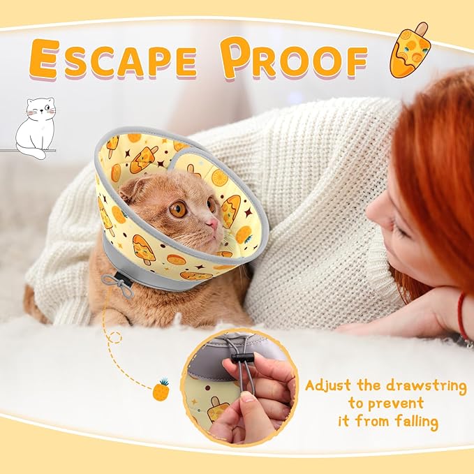 Cat Cone Collar Soft to Stop Licking, Adjustable, Foldable Lightweight Kitten Cones After Surgery Recovery for Cats & Kittens, Cat Cone Alternative, Easy Eating (Orange, S)