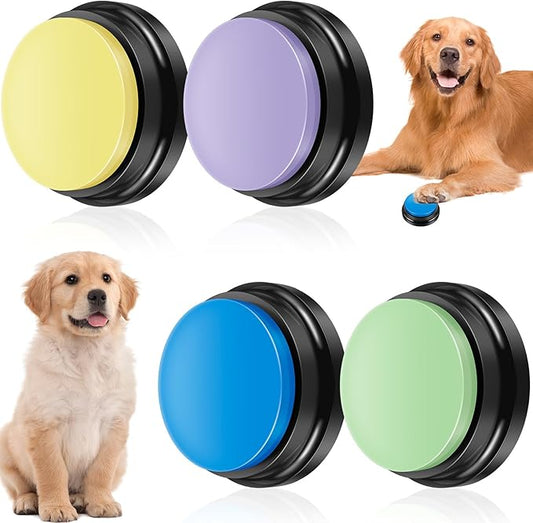 4Pcs Dog Buttons for Communication Voice, Recording Button Dogs for Words Talking and Answer, 30 Seconds Buttons Personalized Sound Answering Buzzer Best Toys fit Dog Tranning(4pcs-Yellow)