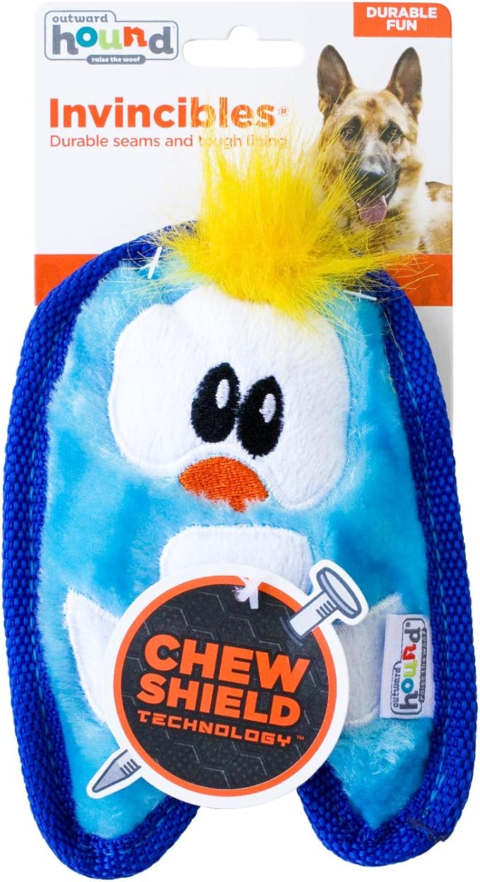 Outward Hound Durablez Minis – Squeaky Plush Dog Toy, No Stuffing for Less Mess, Interactive & Tough, Jumbo Squeaker, Puppies & Small Dogs, Penguin, 6.3" (Pack of 2)