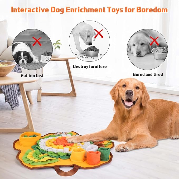 Yummy Sam Snuffle Mat for Small Medium Dogs, Portable Interactive Nose Smell Training Sniffing Pad with Puzzle Toys for Boredom Stimulating Slow Eating and Keep Busy (Orange)