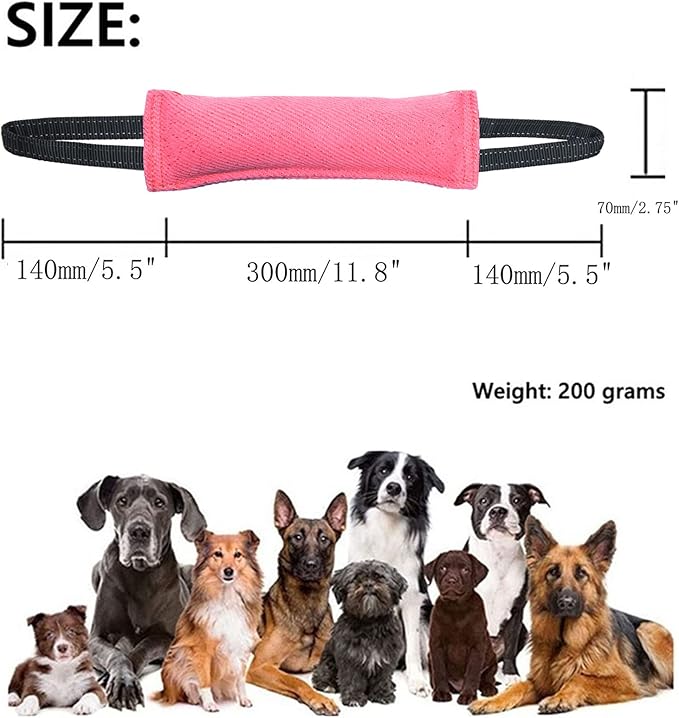 Clysoru tug Toy for Dogs Tug of War Dog Bite with 2 Strong Handles Made Durable Tear Resistant Stitches (Light Pink)