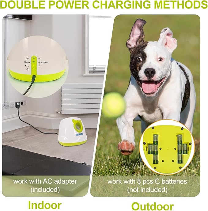 BESTHLS Automatic Dog Ball Launcher Interactive Tennis Ball Thrower Machine for Small Medium Dogs Fetching Distance 10-30ft (White)