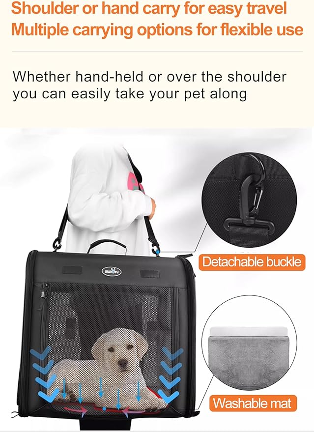 Cat Carrier Soft Foldable, Portable Pets Travel Carriers for Cats/Dogs, Portable Pet Carrier with Secure Zipper Locks