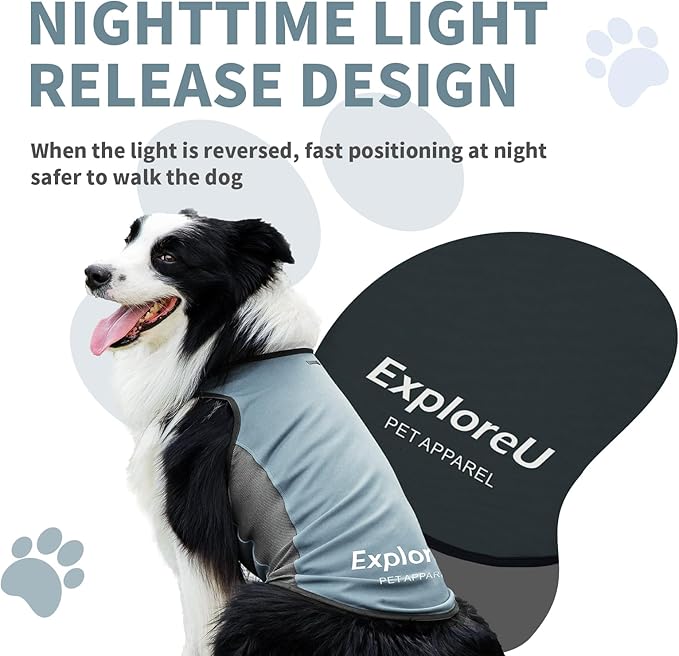 Dog Shirt, Cooling Vest Lightweight Breathable, Dog T-Shirts All-Season Sun Protection Quick Dry Soft Stretchy Reflective Tank Top - Small Medium Large Dogs (Misty Glade+Water Drop, X-Large)