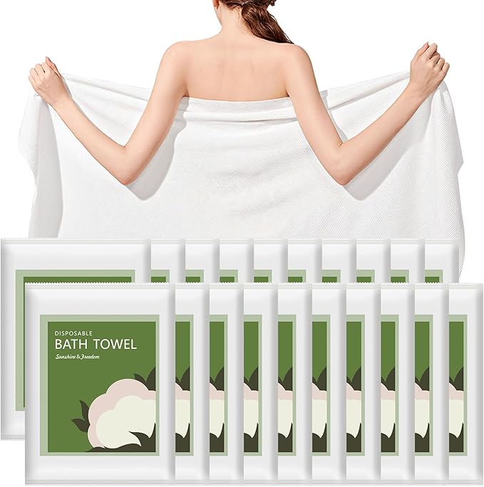 Disposable Bath Towels, 20 Pack 55" x 27.5" Ultra Soft, Quick Dry Disposable Body Towel, Portable Travel Towel for Hotel Camping Beach Swimming Gym Sauna Spa, Personal Care Pet Towels