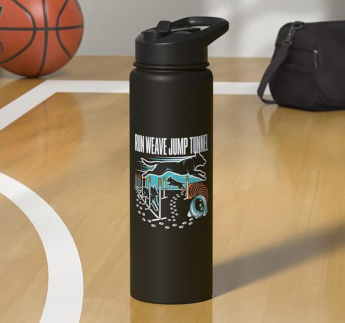 Run Weave Jump Tunnel Dog Agility Stainless Steel Insulated Water Bottle