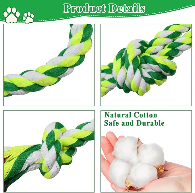 ASOCEA 5 Pack Dog Rope Toys Cotton Puppy Teething Chew Toys for Small Dogs Puppies Interactive Tug Toy for Training Fetching Boredom Relief（Green）