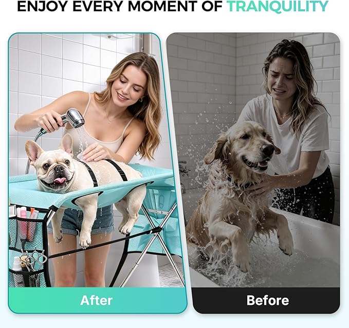Pet Grooming Hammock with Stand, Foldable Design, Holds Up to 165 Lbs, Joint Protection for Dogs, Restraint Tool for Small & Medium Pets, Ideal for Home and Salon Daily Grooming