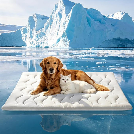 2026 Upgrade Dog Cooling Mat, 36"×23" Thicken Waterproof Q-MAX>0.4 Summer Dog Crate Pad with Ice Cool & Arc-Chill Cool Fiber, Washable Portable Self-Cooling All-Season Pet Bed Mat for Dogs & Cats