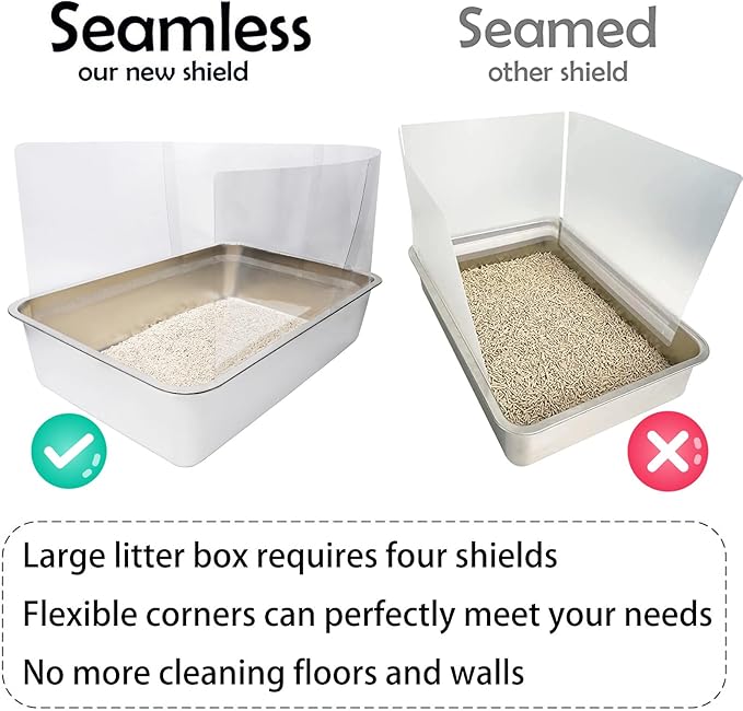 YOILES 4PCS Cat Litter Box Pee Shields,Transparent Easy Clean Splash Guard for Open Top Litter Pan 14.5×11.5in- Litter Box Not Included (4, Clear)