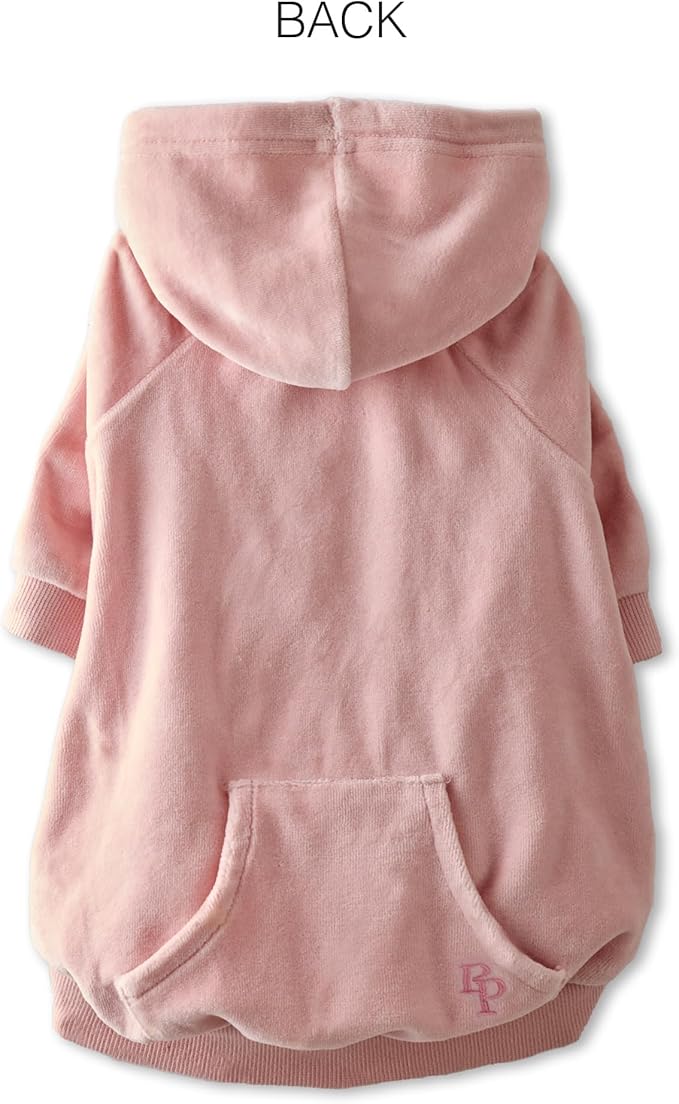 Pet Passion Cooper II Organic Cotton Velour Dog Hoodie Pet Coat for Small, Medium and Large Dogs, Pink, X-Large (55-80 lbs)