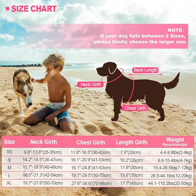 EMUST Dog Life Jacket, Ripstop Dog Lifesaver Vests with Rescue Handle for Small Medium and Large Dogs, Pet Safety Swimsuit Preserver for Swimming Pool Beach Boating (XS,Pink)