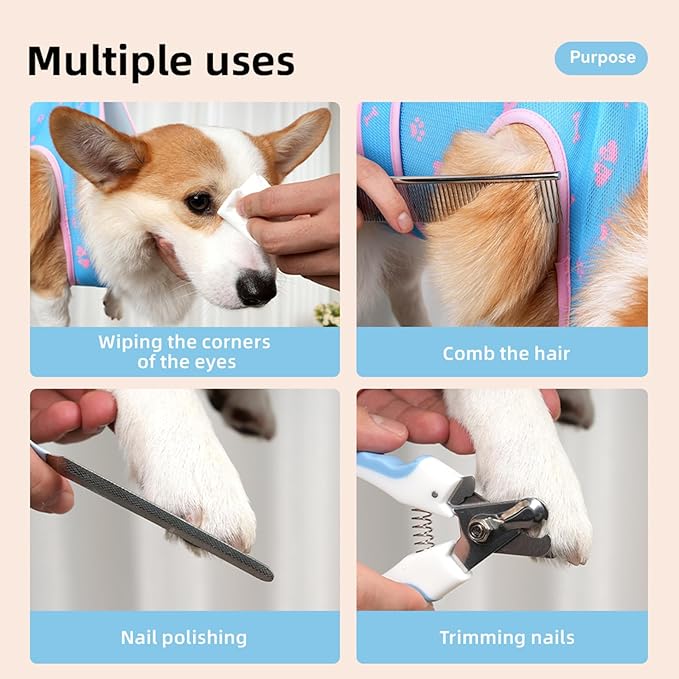 Dog Grooming Hammock, Hanging Harness Holder for Nail Clipping/Trimming, Strap Restraint for Claw Care (M/Load-Bearing:17.6-22)