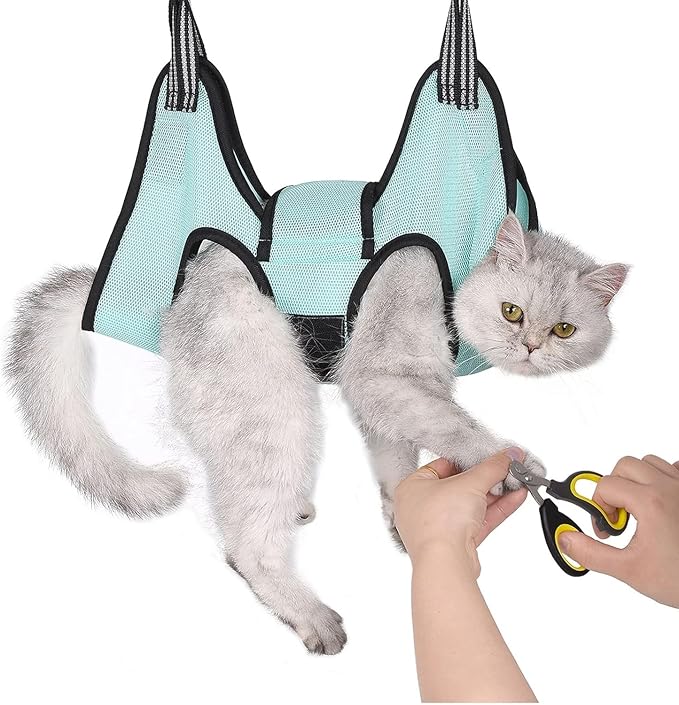 Dog Grooming Hammock, Cat Hanging Harness for Nail Trimming with Nail Clippers, Dog Sling for Nail Clipping, Grooming Harness for Dogs at Home (Blue, s)
