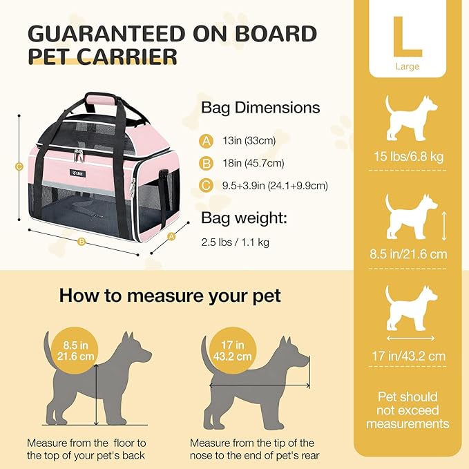 Lekereise Top-Expandable Pet Carrier 18x13x9.5 Inch Southwest Frontier Airline Approved Soft Sided Underseat to 15lbs Travel Carriers for Small Cats Dogs with Locking Safety Zippers Anti-Scratch Mesh