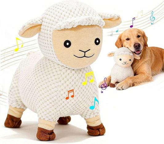 Interactive Dog Toys for Large Dogs, Sheep Rechargeable Pet Toys with Music, Animal Sound & Recording Mode, Automatic Jumping Pet Ball for Mental Stimulation