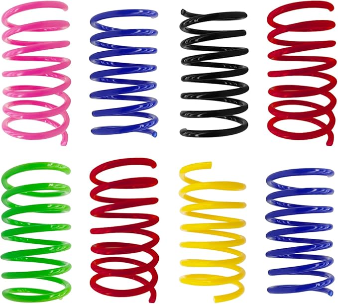 6Colors Plastic Spring Cat Toys, 30 Pack Spiral Springs for Indoor Cats to Swat, Bite, Hunt, Interactive Toys for Cats and Kittens