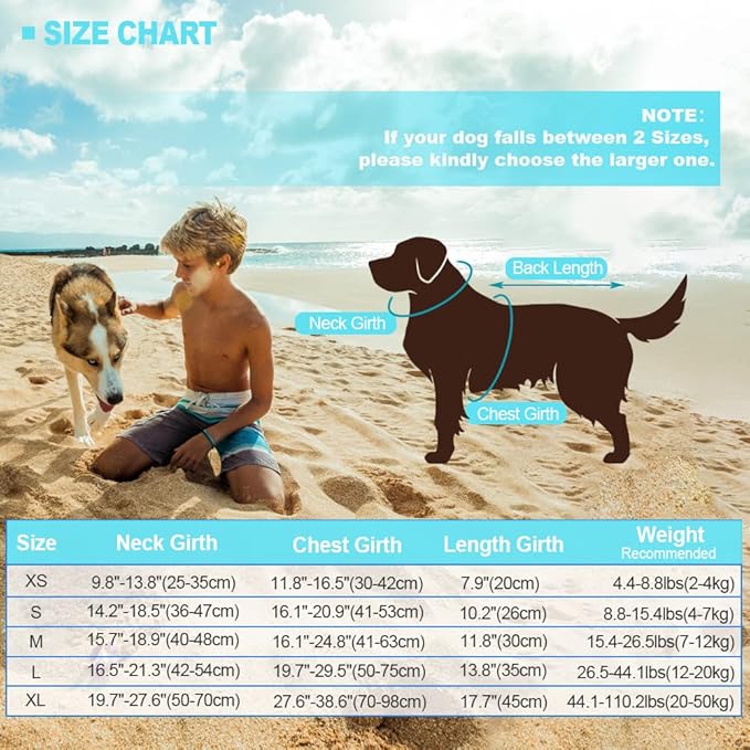 EMUST Shark Dog Life Jackets for Water Safety - Adjustable Ripstop Pet Life Vest with Rescue Handle for Swimming Pool, Beach, Boating (L, Pool Blue)