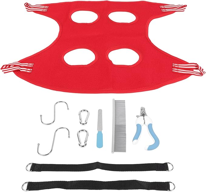Dog Grooming Hammock, Dog Grooming Harness Breathable Dog Sling For Grooming Dog Hammock For Nail Trim Dog Hammock Restraint Bag with Nail Clipper Comb For Puppy Cat (S)