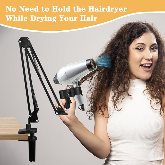 Dog Hair Dryer Holder,Blow Dryer Stand for Dog,Hands-Free 360° Rotating Pet Grooming Table Blow Dryer Stand with Adjustable Arm,Dog Tabletop Hair Dryer