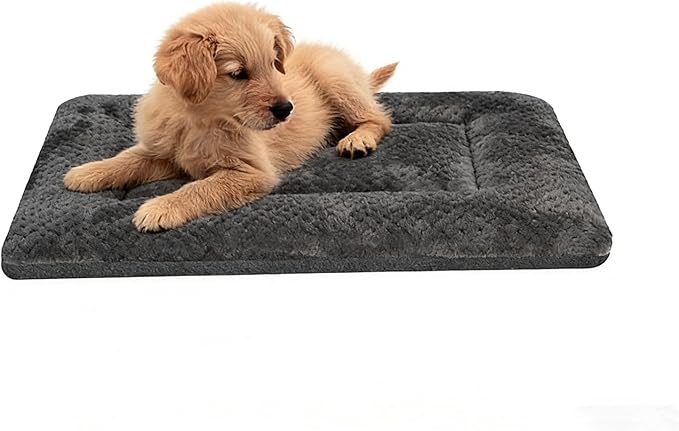 Dog Bed Pet Bed Mat 22" x 13" Plush Breathable Washable Dark Gray Dog Sleeping Mat