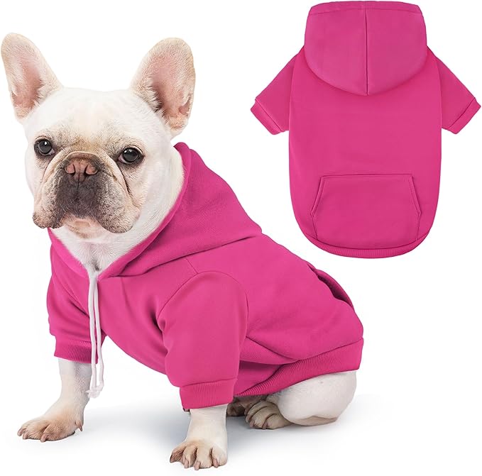 Dog Basic Hoodie Soft Dog Clothes Cold Weather Sweaters for Medium Large Dogs Cozy Fabric Warm Sweatshirt with Leash Hole for Boys (Rose Pink, Large (20-35 lbs))