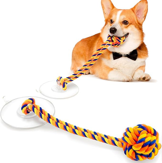Interactive Dog Toys to Keep Them Busy, Tug of War, Dog Enrichment Toys for Aggressive Chewers, Puppy Teething Toys,Durable Rope & Chew Ball, Indoor Toys Small Dogs，Orange