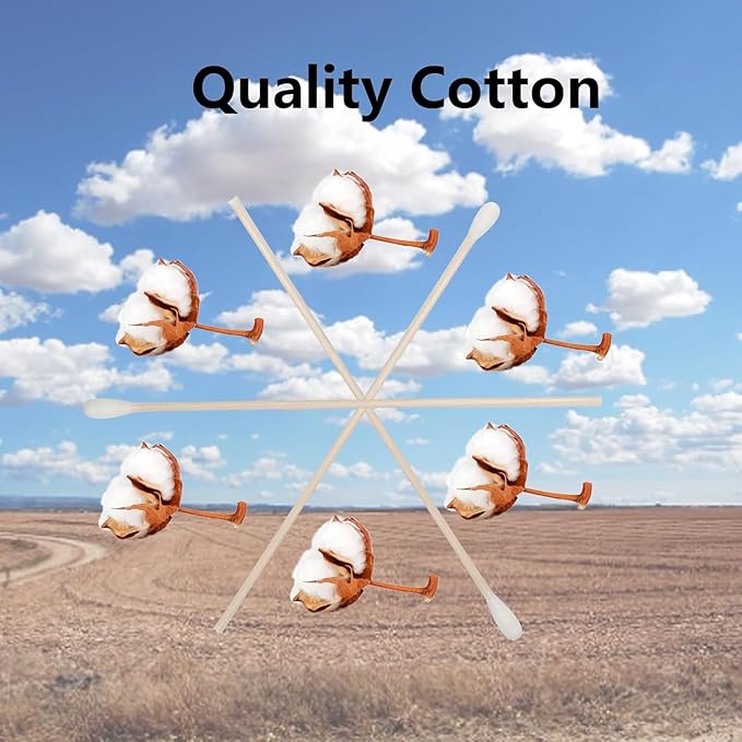 6 Inch Long Cotton Swabs,2000pcs Cotton Swabs,Long Cotton Swabs with Wooden Handle,Great for Gun Cleaning,Pet Care and Makeup