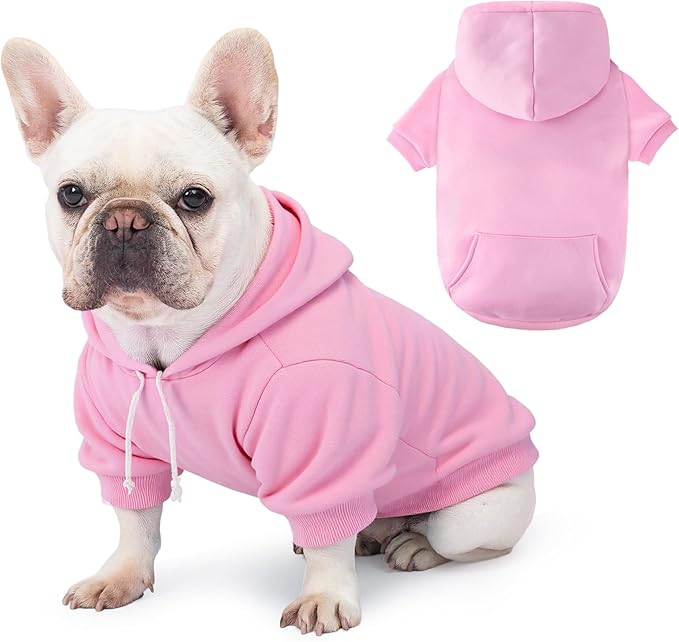 Dog Basic Hoodie Soft Dog Clothes Cold Weather Sweaters for Medium Large Dogs Cozy Fabric Warm Sweatshirt with Leash Hole for Boys (Pink, Large (20-35 lbs))