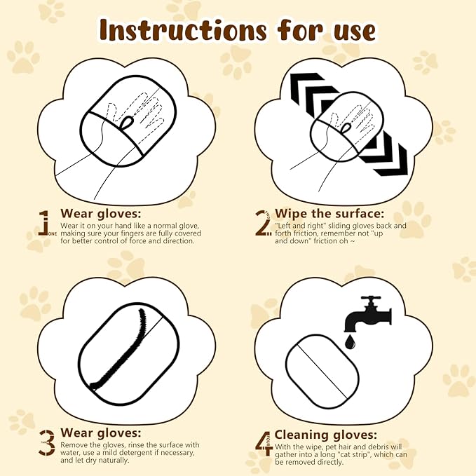Pet Hair Removal Glove,Electrostatic Efficient Grooming Gloves for Pet Hair,Cat Grooming Gloves,Upgraded Animal Fur Removal Tool,Reusable Cat & Dog Hair Remover for Couch,Carpet,Curtain-2pcs