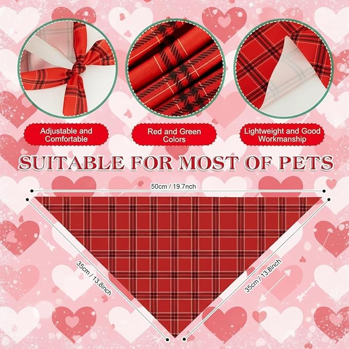 Abbylike 100 Pcs St. Patrick's Day Dog Bandanas Bulk Green Plaid Bandanas for Dogs Triangle Kerchief Bib Scarf for Pet Irish Holiday Costume Photo Props Accessories (19.7 x 13.8 x 13.8)