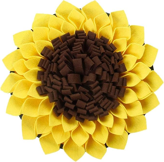 Snuffle Mat for Dogs Sunflower 19” x 19”, Large Interactive Slow Feeder Mat, Encourages Natural Foraging Skills, Plush Enrichment Toy for Mental Stimulation, Machine Washable Puppy Chew Toy