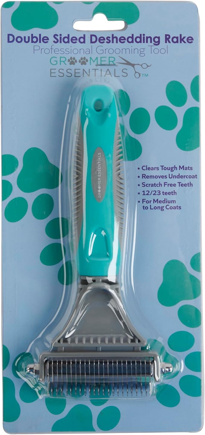 GROOMER ESSENTIALS Double-Sided Deshedding Rake 12/23 Blades
