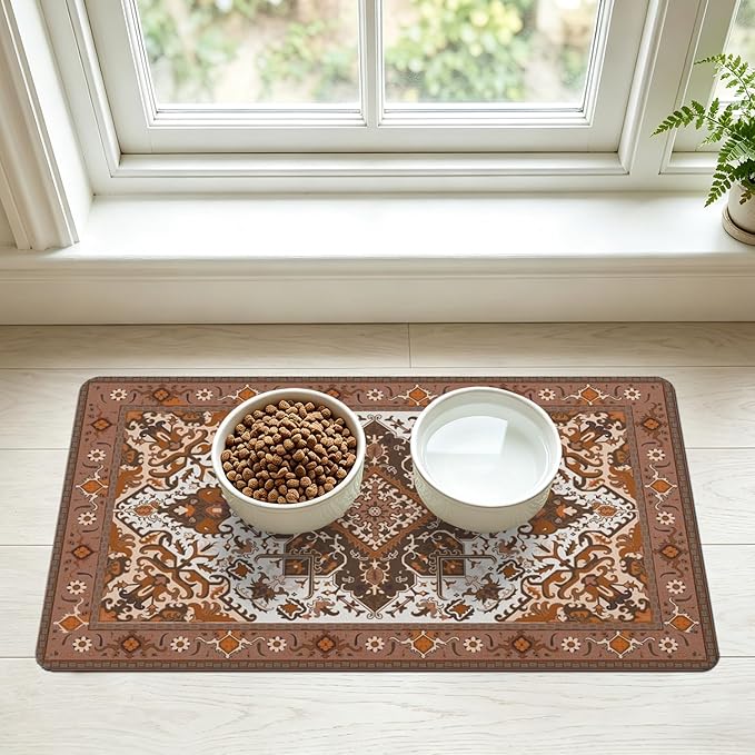 Pet Feeding Mat for Floors Waterproof Dog Mat for Food and Water Absorbent Quick Dry Non Slip mat for Cat Bowls