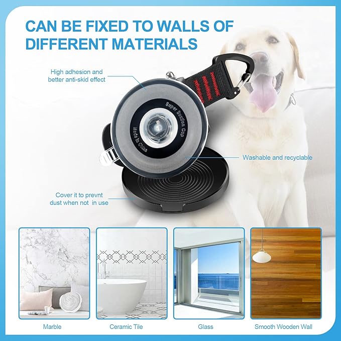 Dog Bathing Tether with Heavy Suction Cup, Dog Grooming Tub Restraint Soft Nylon Leash with Adjustable Collar for Pet Dog Cat Shower and Grooming Red